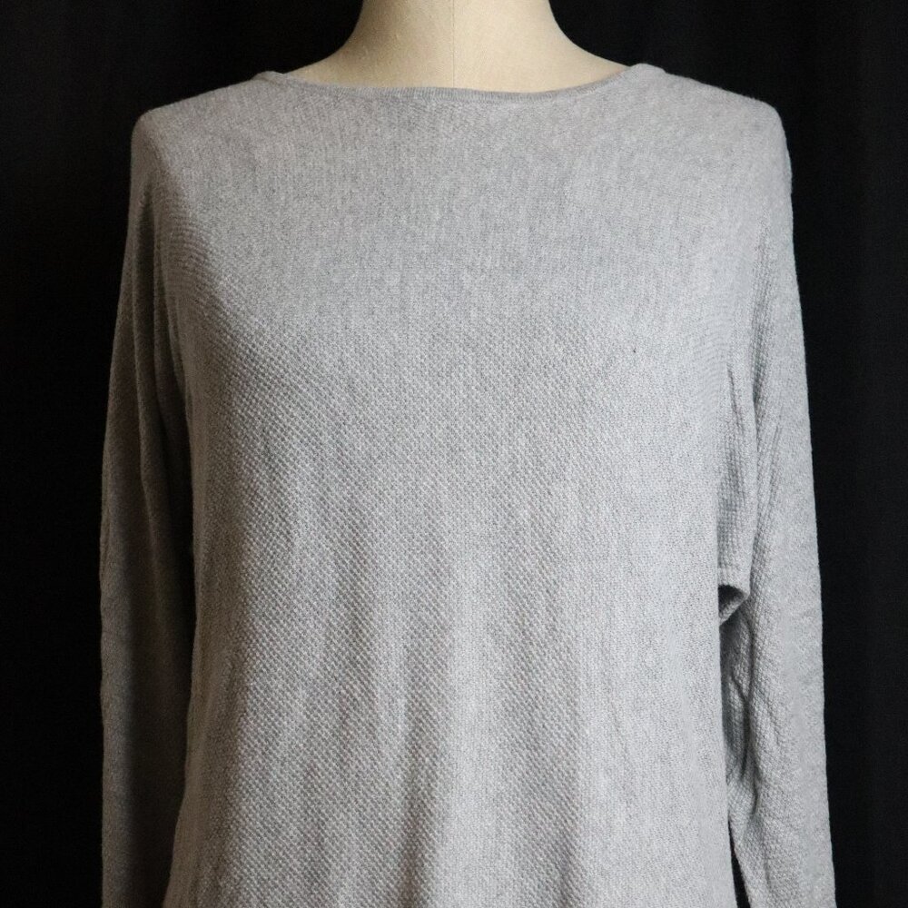 Michael Kors Womens Small Gray Waffle Knit Long Sleeve Tunic Top Thin Sweater